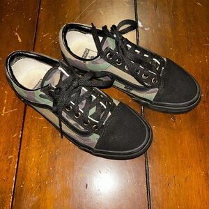 Vans Camo and Black Lace-Up Sneakers